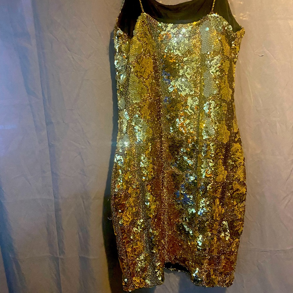 Gold sequence party dress